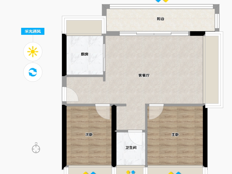 广东省-珠海市-仁恒滨海湾-58.40-户型库-采光通风