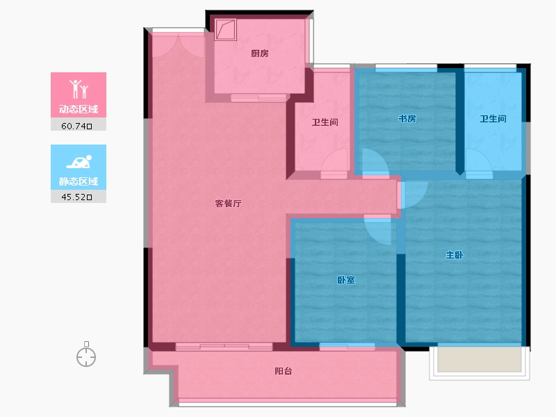 陕西省-西安市-富惠∙鹿鸣湾-93.90-户型库-动静分区