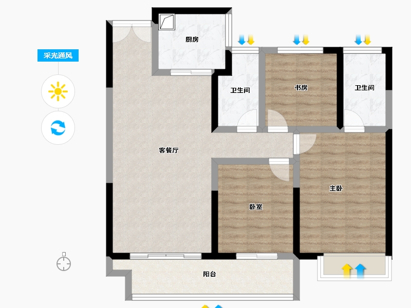 陕西省-西安市-富惠∙鹿鸣湾-93.90-户型库-采光通风