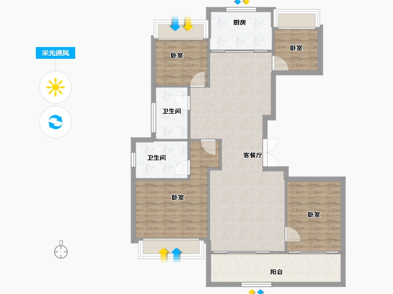 湖北省-武汉市-新城桃李郡-104.93-户型库-采光通风