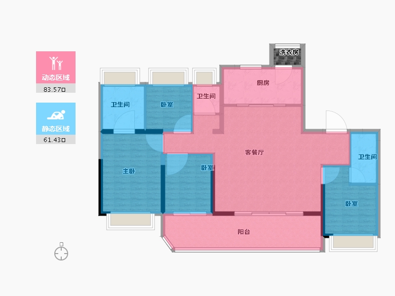 江苏省-苏州市-中国铁建·花语云萃-134.40-户型库-动静分区