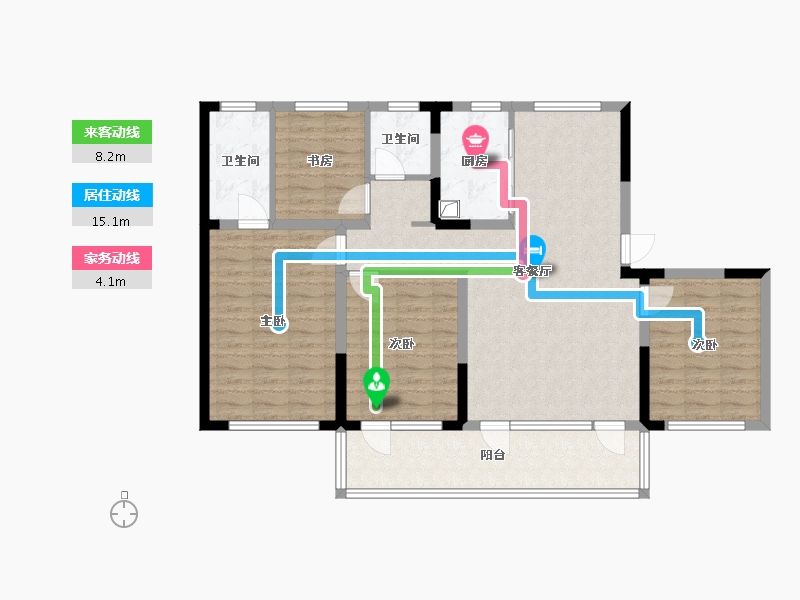 辽宁省-盘锦市-学府院-128.00-户型库-动静线