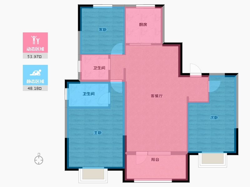 山东省-青岛市-华新园君望公馆-92.00-户型库-动静分区