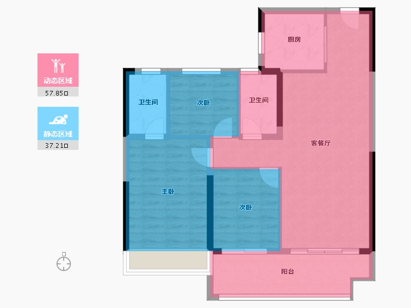 江苏省-镇江市-碧桂园凤凰城-86.00-户型库-动静分区