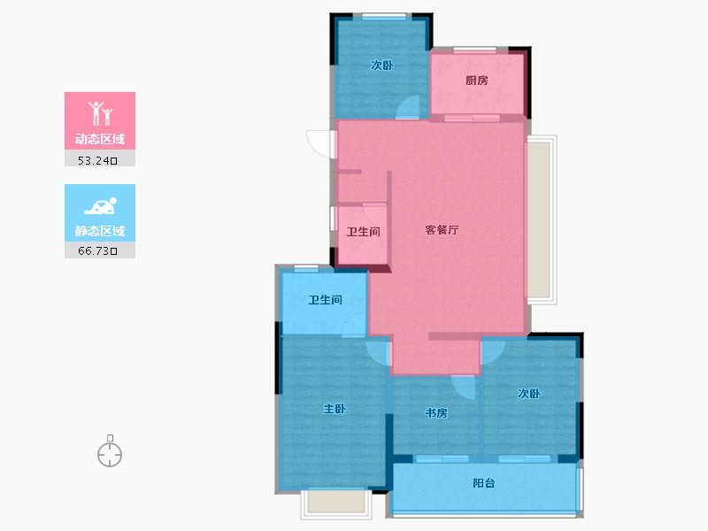 浙江省-绍兴市-诸暨天成府-108.77-户型库-动静分区