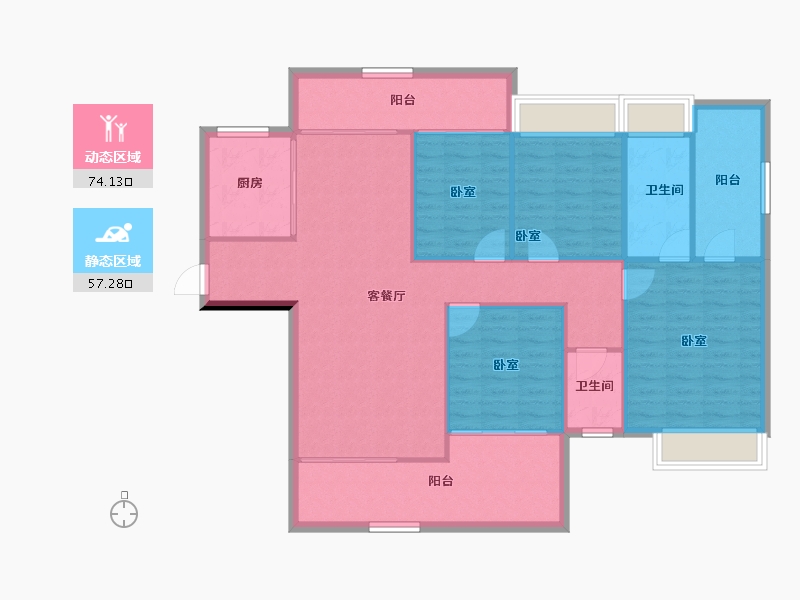 湖南省-长沙市-嘉宇北部湾-120.86-户型库-动静分区