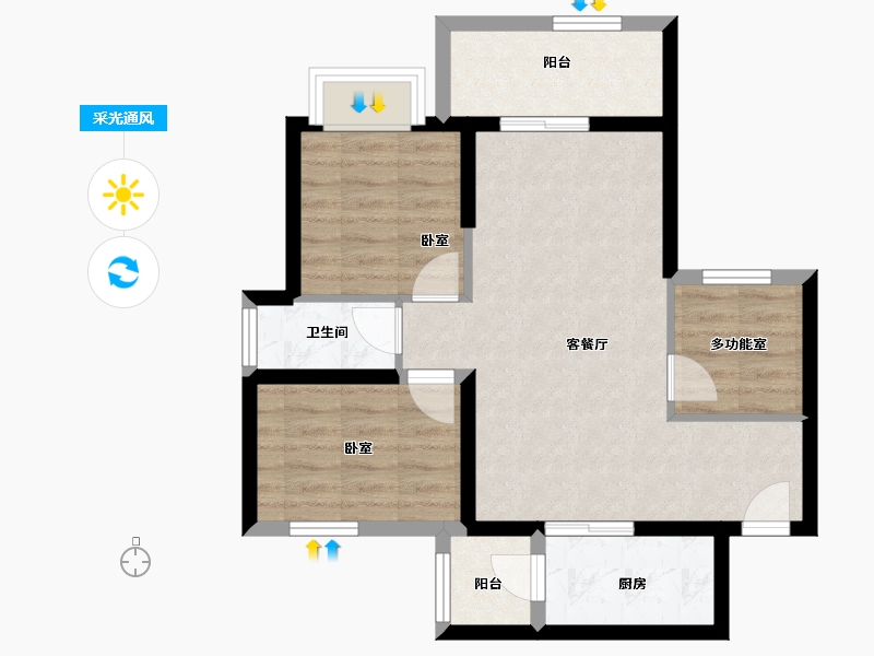 广东省-湛江市-星海颐德城-63.45-户型库-采光通风