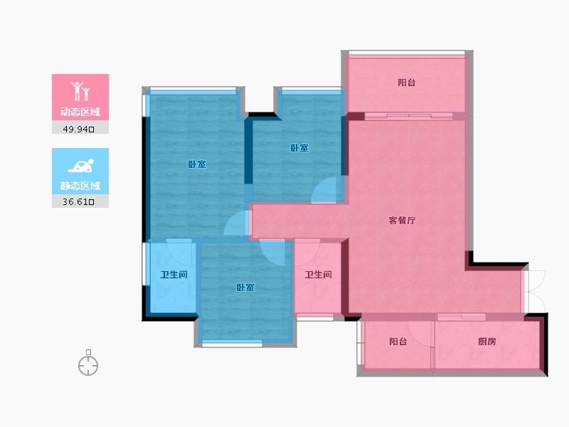 重庆-重庆市-首信皇冠学府-76.71-户型库-动静分区