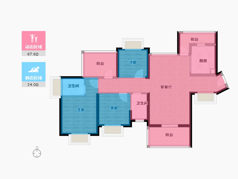 广东省-惠州市-金裕星河丹堤-89.01-户型库-动静分区