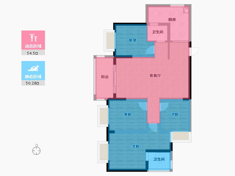 云南省-昆明市-邦泰花园城-92.76-户型库-动静分区