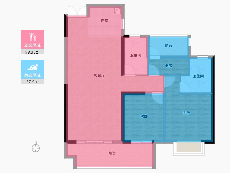 湖南省-邵阳市-邵阳湾田·望江府-86.92-户型库-动静分区