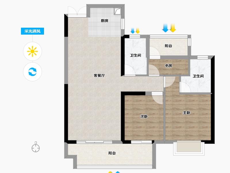 湖南省-邵阳市-邵阳湾田·望江府-86.92-户型库-采光通风