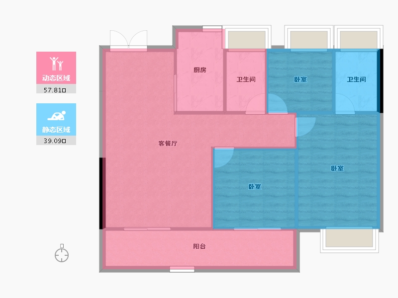 湖北省-武汉市-武汉城建·雲栖湖岸-89.03-户型库-动静分区