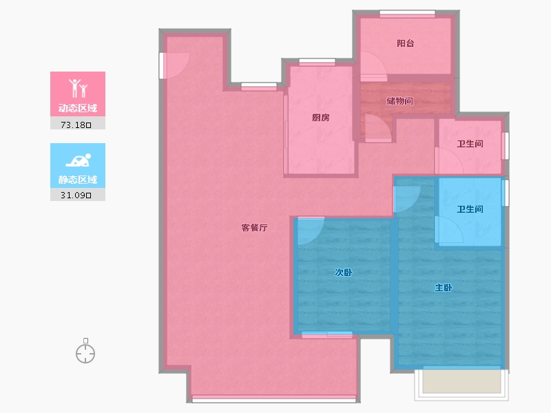 河南省-郑州市-龙湖熙上-94.00-户型库-动静分区