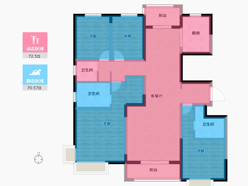 陕西省-西安市-翡丽西安-126.77-户型库-动静分区