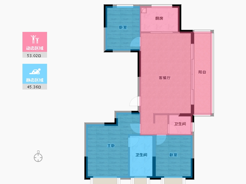 浙江省-金华市-滨江建杭坤和望品-88.80-户型库-动静分区