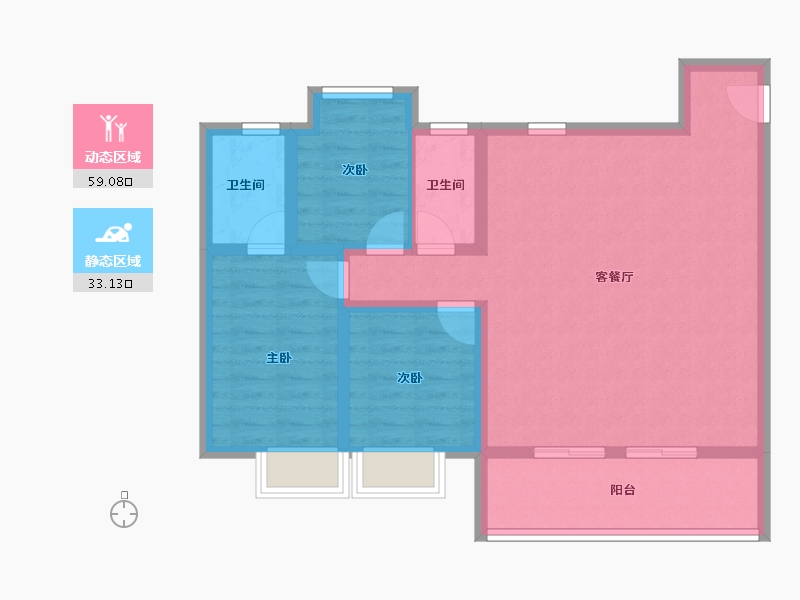 江苏省-无锡市-万科青藤公园-82.41-户型库-动静分区