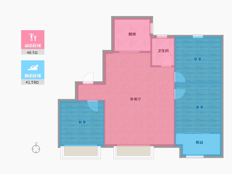 山东省-淄博市-中海观园-82.76-户型库-动静分区