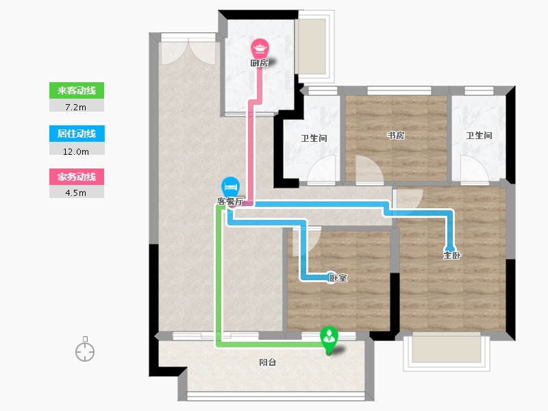 福建省-福州市-左海望悦-72.92-户型库-动静线