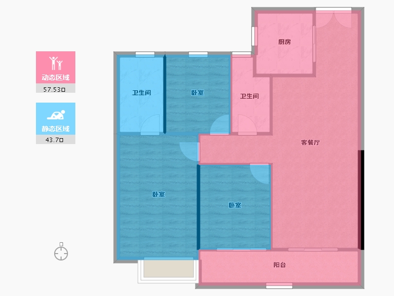 湖北省-武汉市-香港置地·元庐-93.03-户型库-动静分区