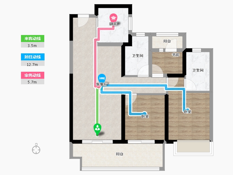 河南省-郑州市-郑州洺悦融园-79.39-户型库-动静线