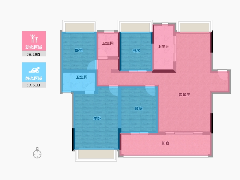 湖北省-武汉市-融创光谷壹号院-108.01-户型库-动静分区