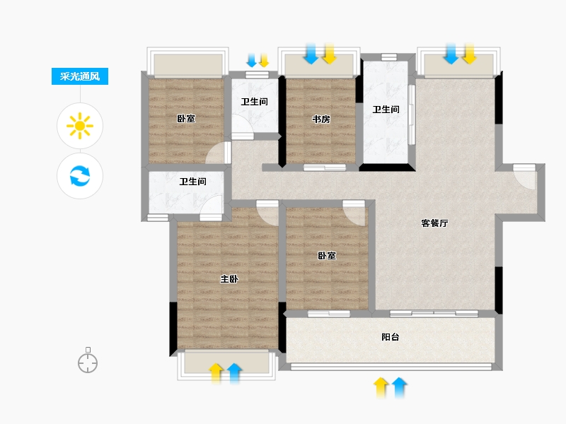 湖北省-武汉市-融创光谷壹号院-108.01-户型库-采光通风