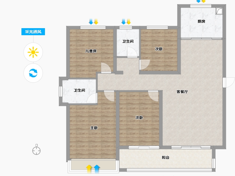 山东省-菏泽市-甲第壹号-119.36-户型库-采光通风