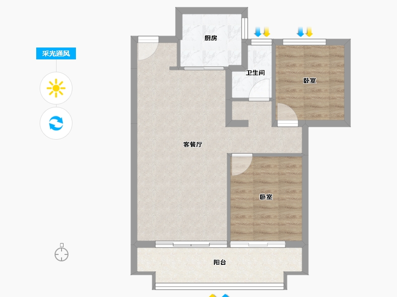 陕西省-榆林市-万象星辰-61.06-户型库-采光通风