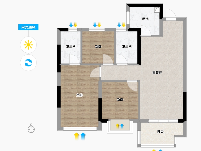 福建省-泉州市-金辉优步学府-71.20-户型库-采光通风