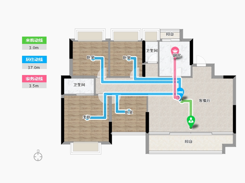 重庆-重庆市-洺悦城-106.99-户型库-动静线