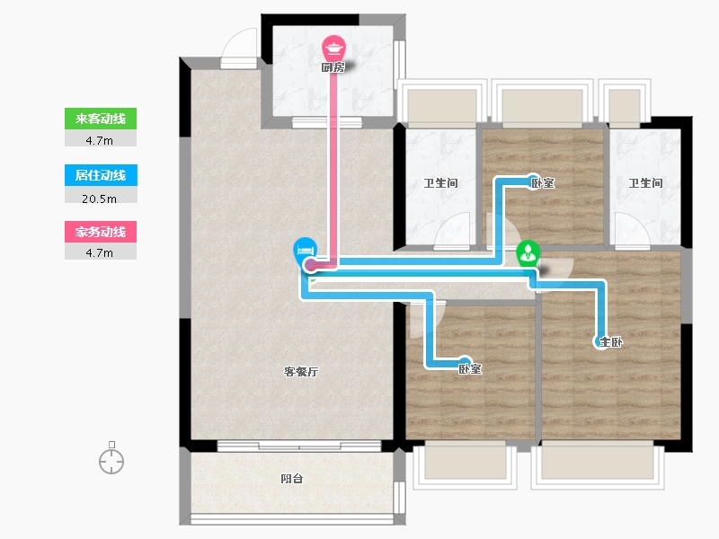 湖北省-武汉市-武汉城建·雲栖湖岸-85.58-户型库-动静线