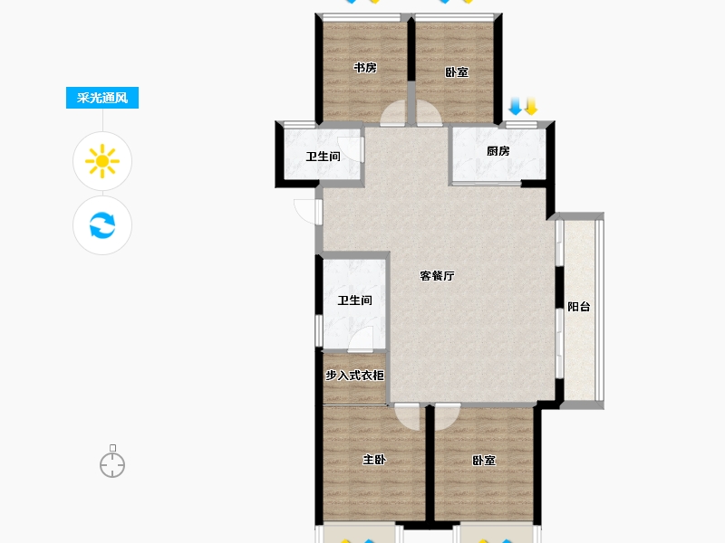 陕西省-西安市-翡丽西安-104.03-户型库-采光通风