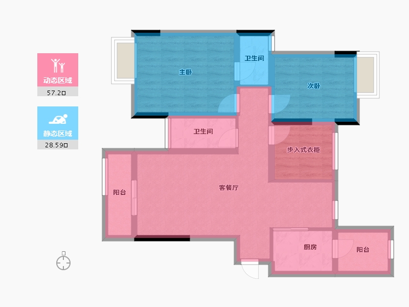 四川省-成都市-国栋南园贰号-75.48-户型库-动静分区