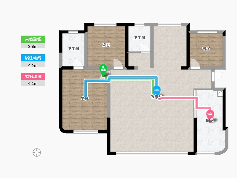 四川省-宜宾市-伴山悦城c户型-110.40-户型库-动静线