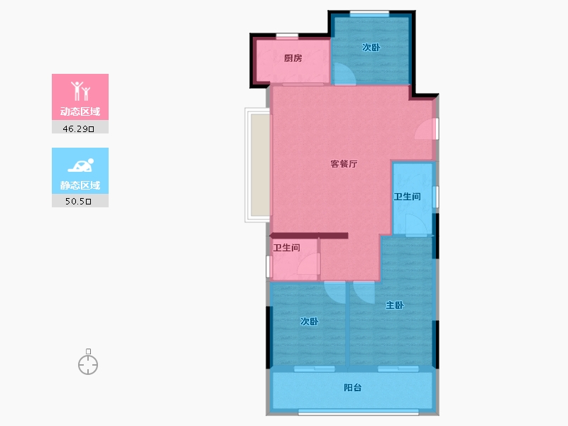 浙江省-杭州市-中铁建晴萃府-88.00-户型库-动静分区