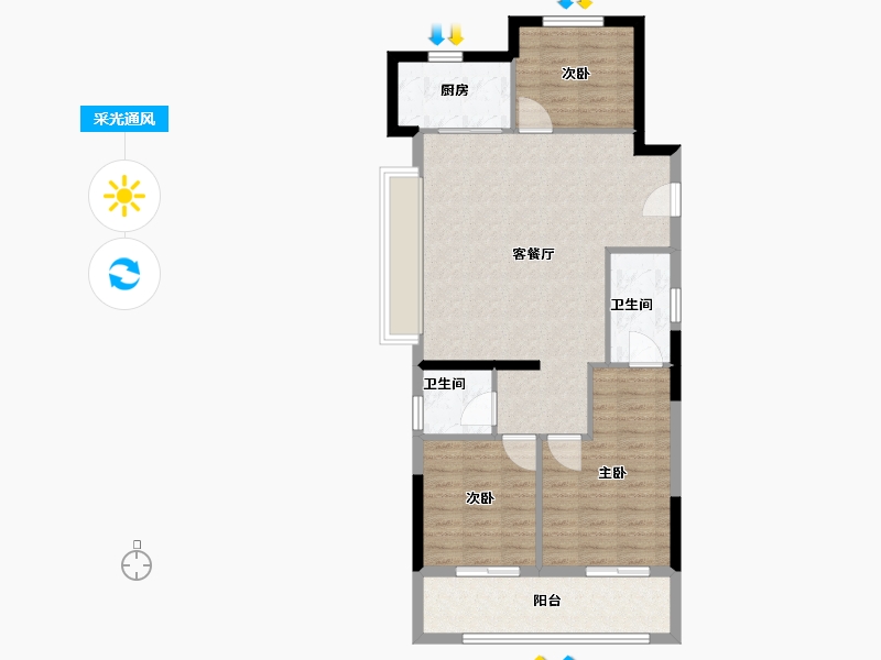 浙江省-杭州市-中铁建晴萃府-88.00-户型库-采光通风