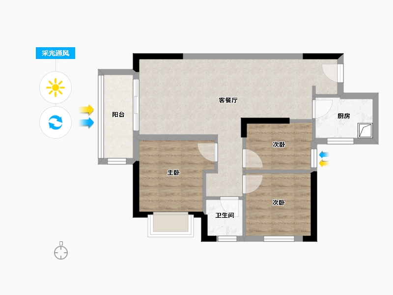 广西壮族自治区-南宁市-大唐世茂天悦-63.02-户型库-采光通风