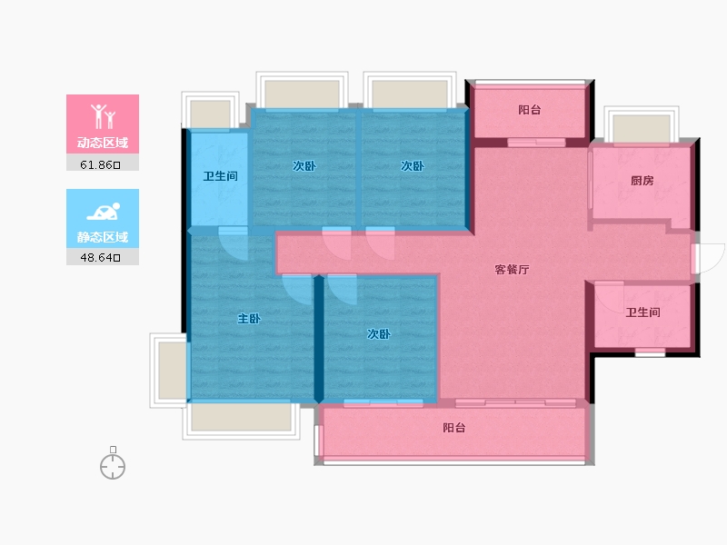 广东省-深圳市-深业山水东城-104.80-户型库-动静分区