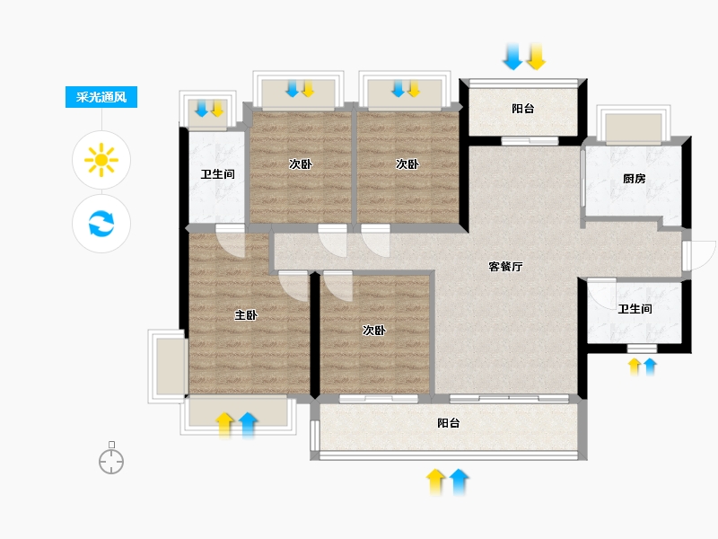 广东省-深圳市-深业山水东城-104.80-户型库-采光通风