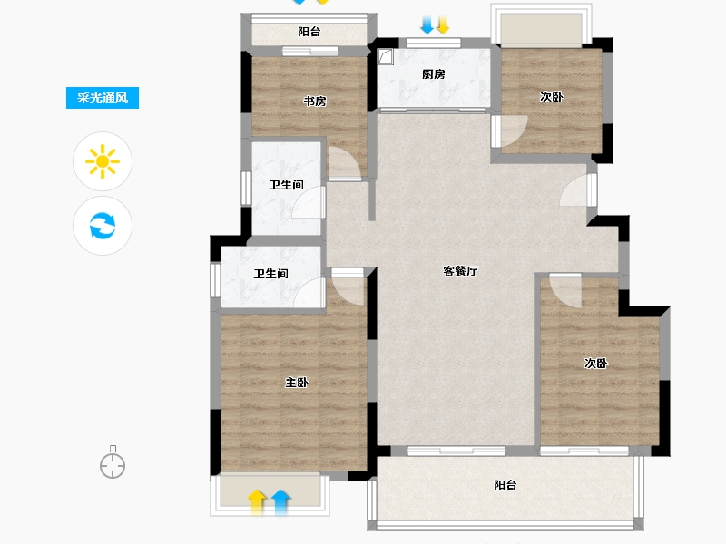 安徽省-宿州市-锦天禧悦华府-95.20-户型库-采光通风