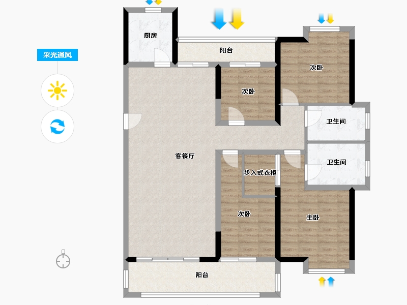 河南省-驻马店市-王府一号-122.00-户型库-采光通风