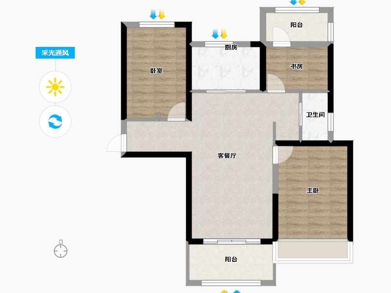 河南省-郑州市-万华城-77.73-户型库-采光通风