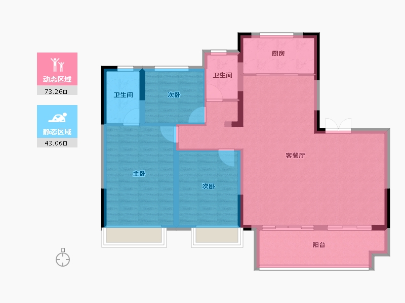 安徽省-宿州市-长九文澜府-105.60-户型库-动静分区