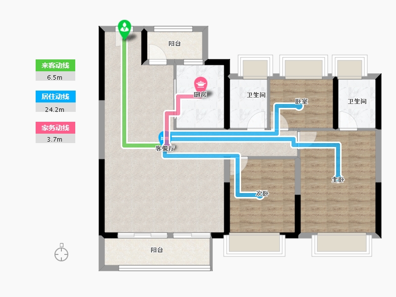 湖北省-武汉市-天创黄金时代-95.27-户型库-动静线