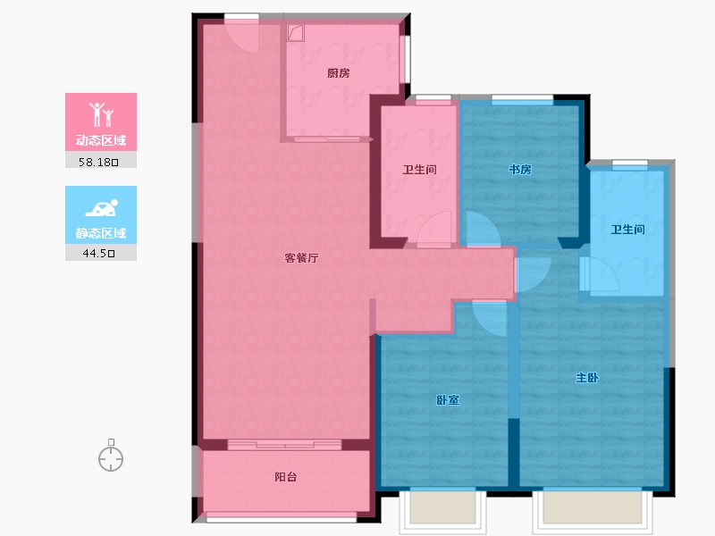 甘肃省-兰州市-绿城·兰州诚园-92.00-户型库-动静分区