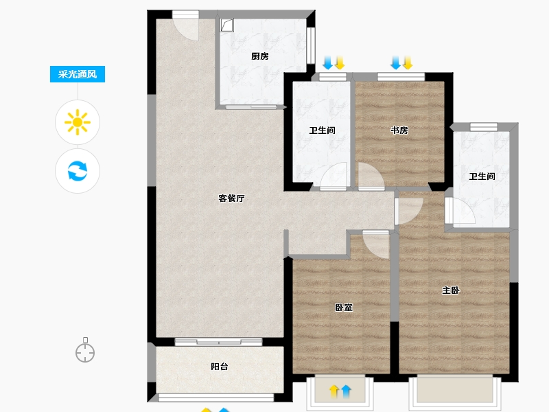 甘肃省-兰州市-绿城·兰州诚园-92.00-户型库-采光通风