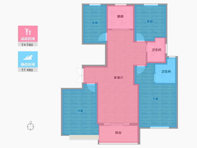 江苏省-镇江市-悦泰·悦河湾-100.20-户型库-动静分区