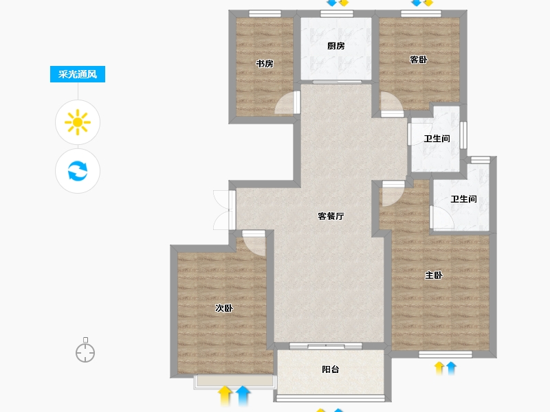 江苏省-镇江市-悦泰·悦河湾-100.20-户型库-采光通风