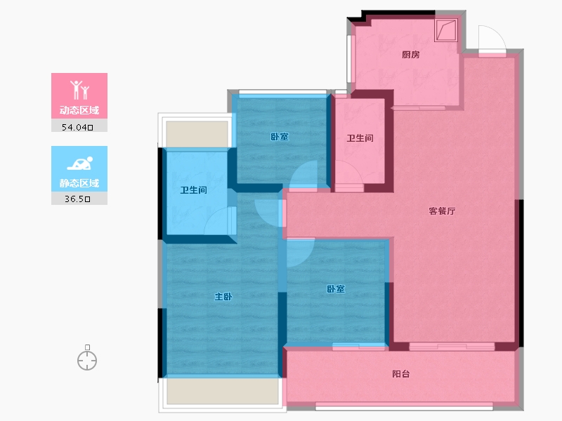 江苏省-苏州市-荷岸晓风·上林-79.63-户型库-动静分区